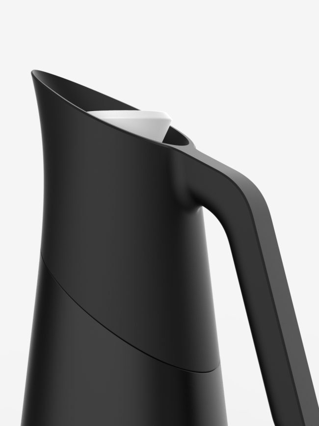 Black carafe with open stopper